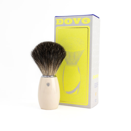 Dovo Faux Ivory White Acrylic Shaving Brush (Pure Badger)