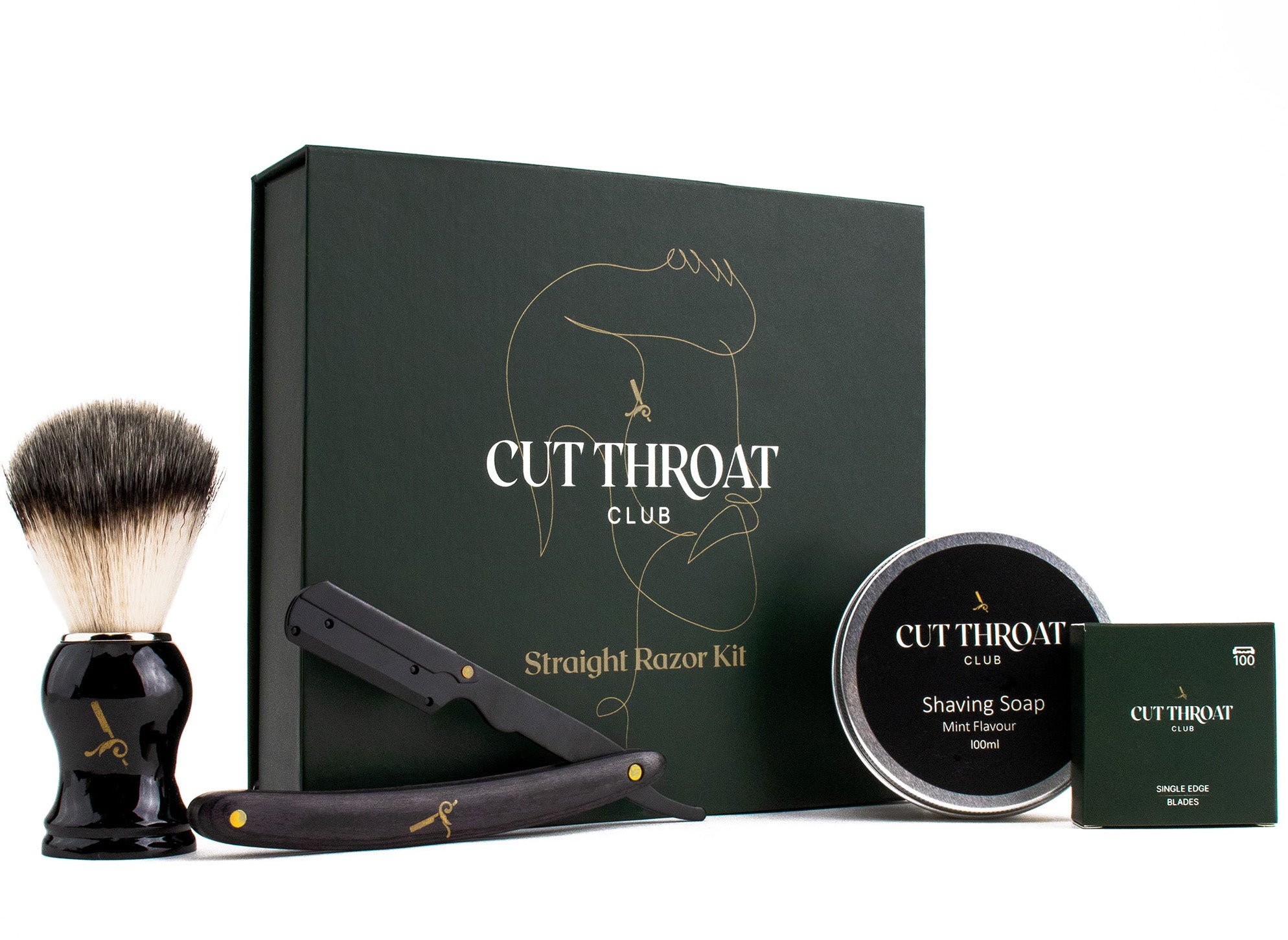 Beginners Straight Razor Kit Inc Razor, Brush, Soap & Blades