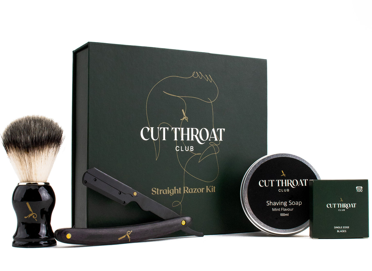 Beginners Straight Razor Kit Inc Razor, Brush, Soap & Blades
