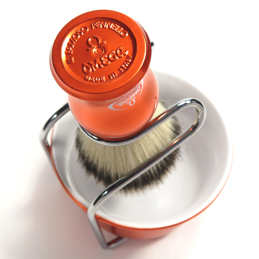 Omega Orange HI-BRUSH Fiber Shaving Brush